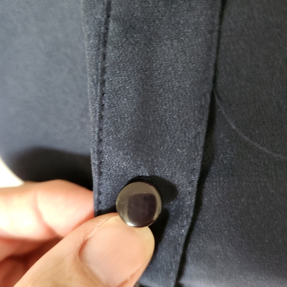 J. Crew Navy Ruffle Collar Sleeveless Blouse Sz 0 - Picture 3 of 5